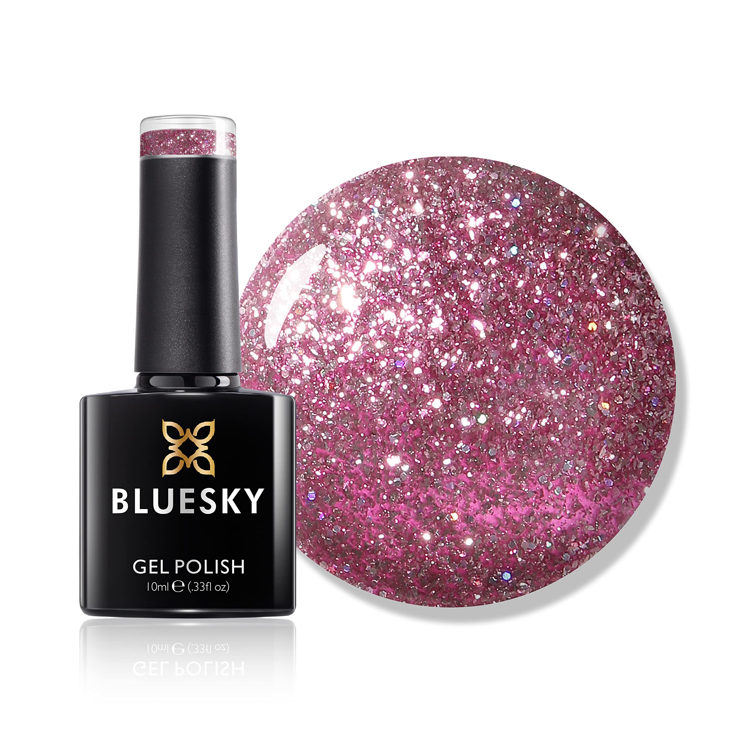 Bluesky Dazzling Platinum Gel Nail Polish 10ml, Modern-day Disco - BDP05, Purple Glitter Gel Nail Polish for 21 Day Manicure, Requires Curing Under LED UV Nail Lamp — image 1