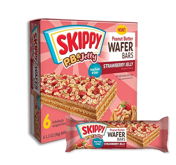 SKIPPY P.B. & JELLY WAFER BARS, STRAWBERRY JELLY...