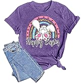 hcihgzr Easter Shirts for Women Bunny Shirts Cute Rabbit Graphic Tee Christian T-Shirt Easter Eggs Graphic Casual Tee Tops