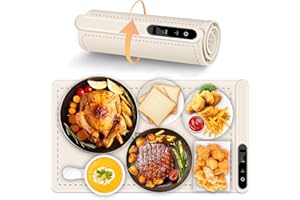 CADYAW Warming Mat for Food Warmer Heating: Electric Silicone Hot Trays & Warm Buffer Plate 7-Level Temperature Control,Foldable Heat Pad,Keep Dishes Heater,Gift for Kitchen & Party- Cream