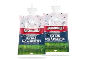 Catchmaster Pro Series Fly Bag 2-Pack, Hanging Fly Trap Outdoor Home, Bug Catcher and Flying Insect Trap with Premium Bait, Pet Safe Pest Control, XL Bag for Backyard, Pool, Patio & Camping