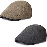 Qlauca 2Pcs Men's Newsboy Cap Cotton Flat Ivy Gatsby Driving Hat