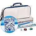 Yellow Mountain Imports American Mahjong Set, Chinoise with Soft Leatherette Case - Racks with Pushers, Scoring Coins, Dice, and Wind Indicator
