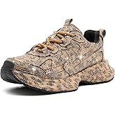 ISALALA Women Glitter Shoes Rhinestone Lace Up Sparkly Walking Sneakers for Women Shiny Fashion Bling Dressy Sneakers Disco Wedding Shoes