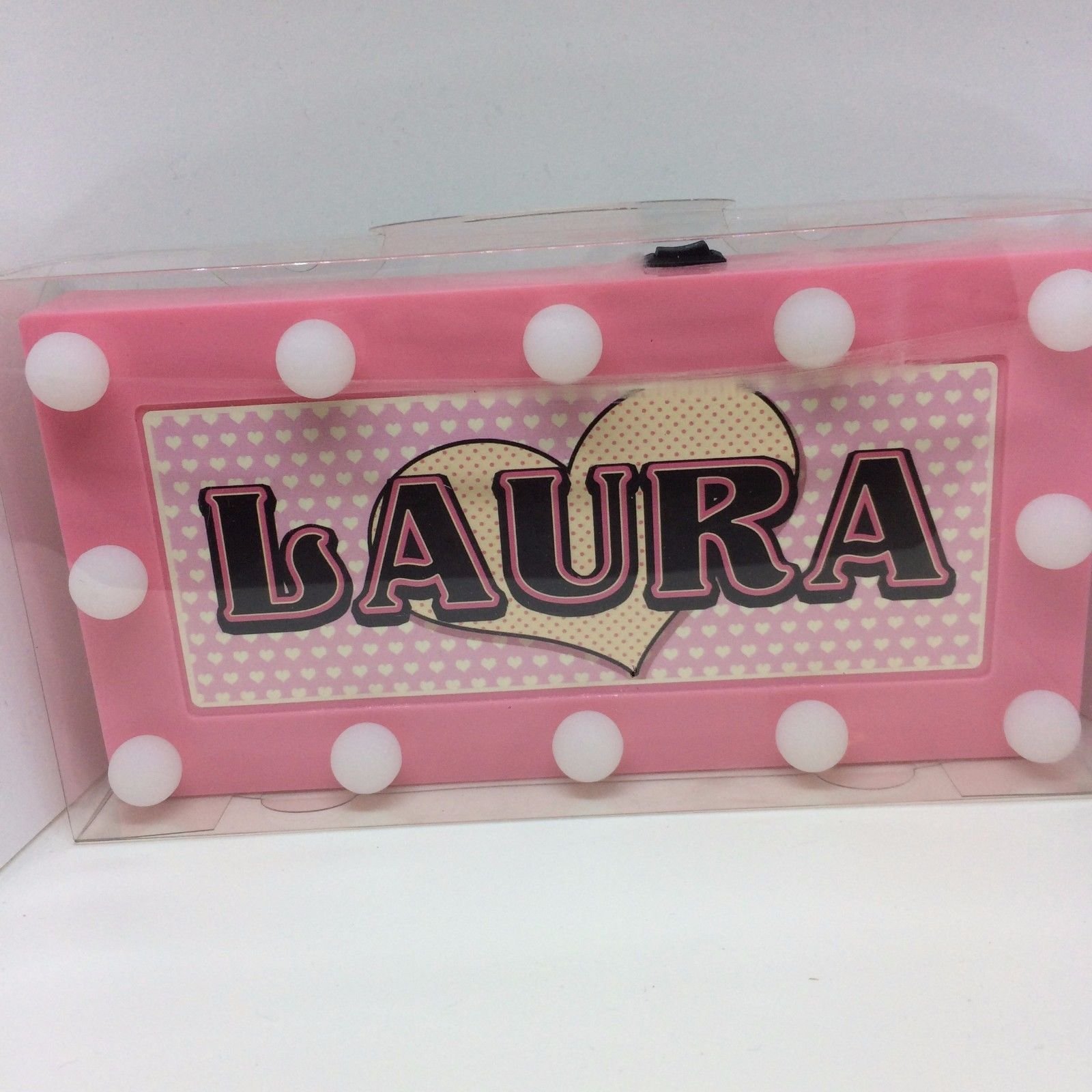 LAURA Childrens LED Personalised Name In Lights room Sign