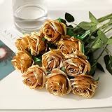 Tifuly 12 Pcs Artificial Roses 19.68in Silk Single Stem Bouquet Black Red view 5