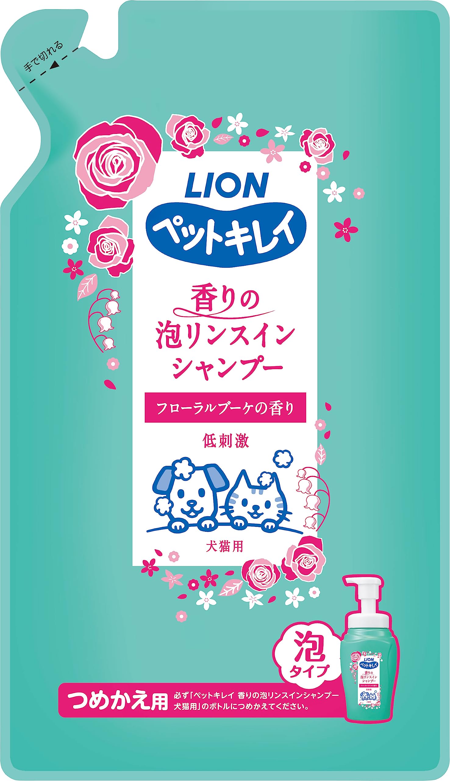 ライオン 泡タイプ ペットキレイ 香りの泡リンスインシャンプー 犬猫用 つめかえ 360㎖ LIONPET商品画像