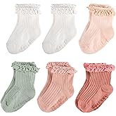 MKYSZLT Baby Girl Ruffle Socks Non Slip Grip Socks Toddler Girls Cute Cotton Frilly Ankle Grippy Sock Newborn Infant Kids