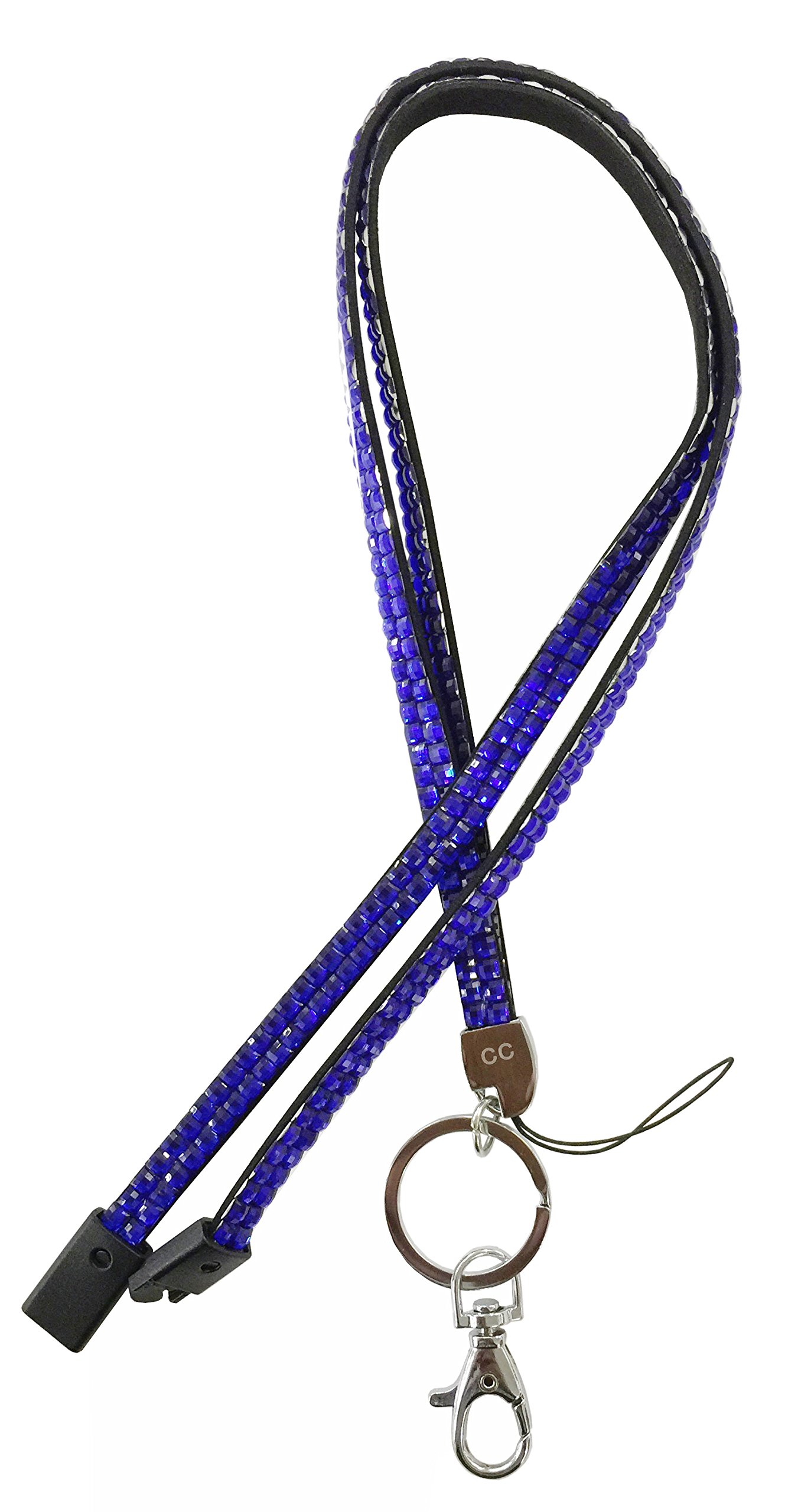 Blue Bling Diamante Rhinestone (Breakaway) Lanyards for ID Card & Key Badge Holder, USB Holder, Memory Stick Holder Rhinestoneblue