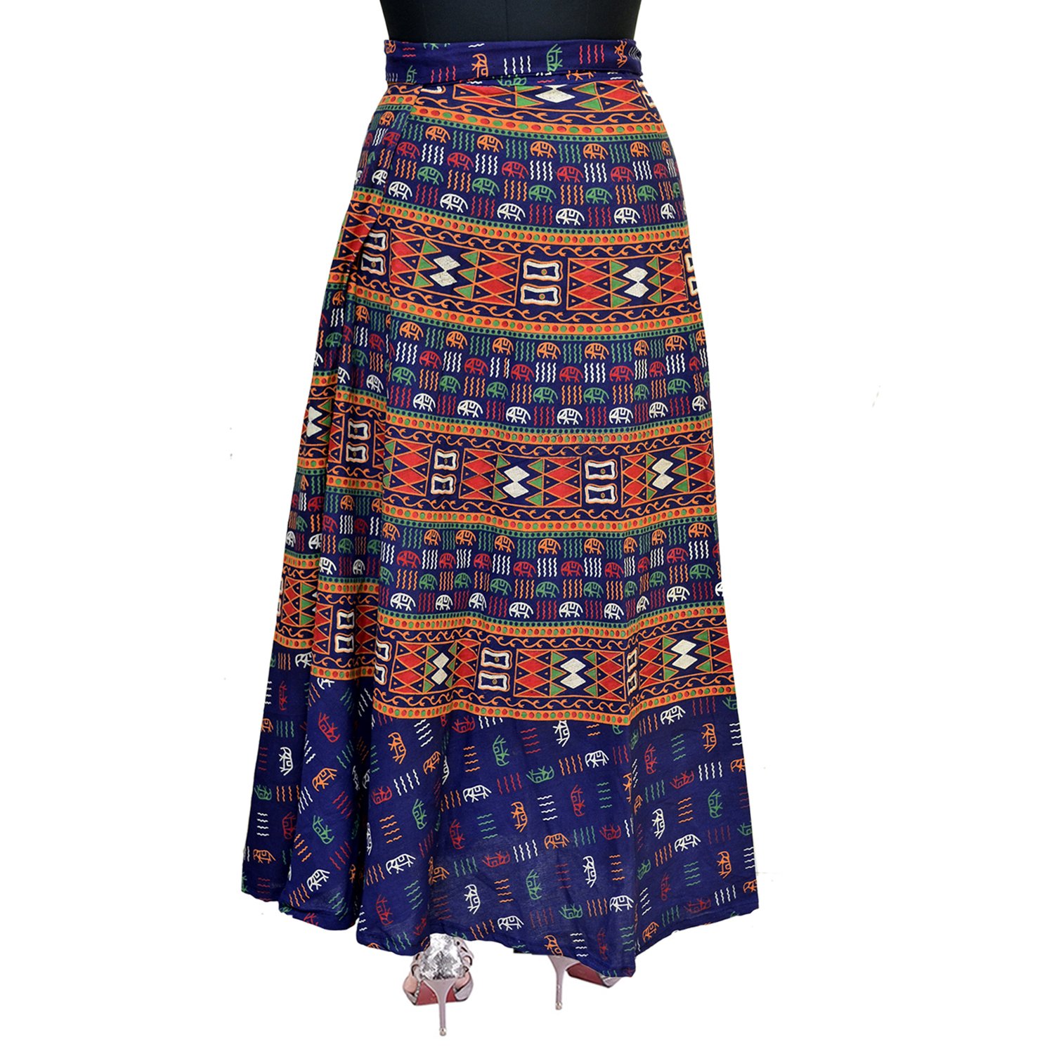 jwf women's cotton wraparound skirt multicolour, free size