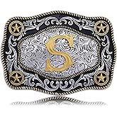 Absbolo Western Belt Buckle Initial Letters ABCDJMR to Z Large Gold Cowboy Belt Buckle Cowboy Belt Buckles for Men Women