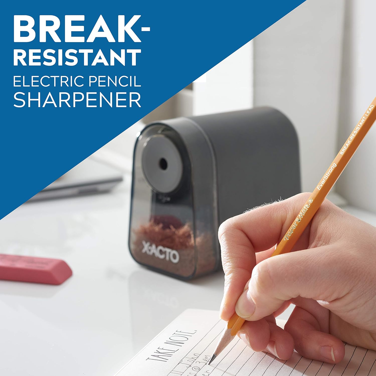 X-ACTO Pencil Sharpener | Mighty Mite Electric Pencil Sharpener, With Pencil Saver, SafeStart Motor, Black, 1 Count : Office Products