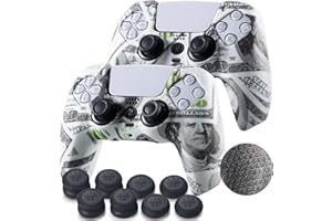 YoRHa Grip Texture Silicone Skin for PS5 Controller x 2(US Dollars) with Pro Thumb Grips x 8