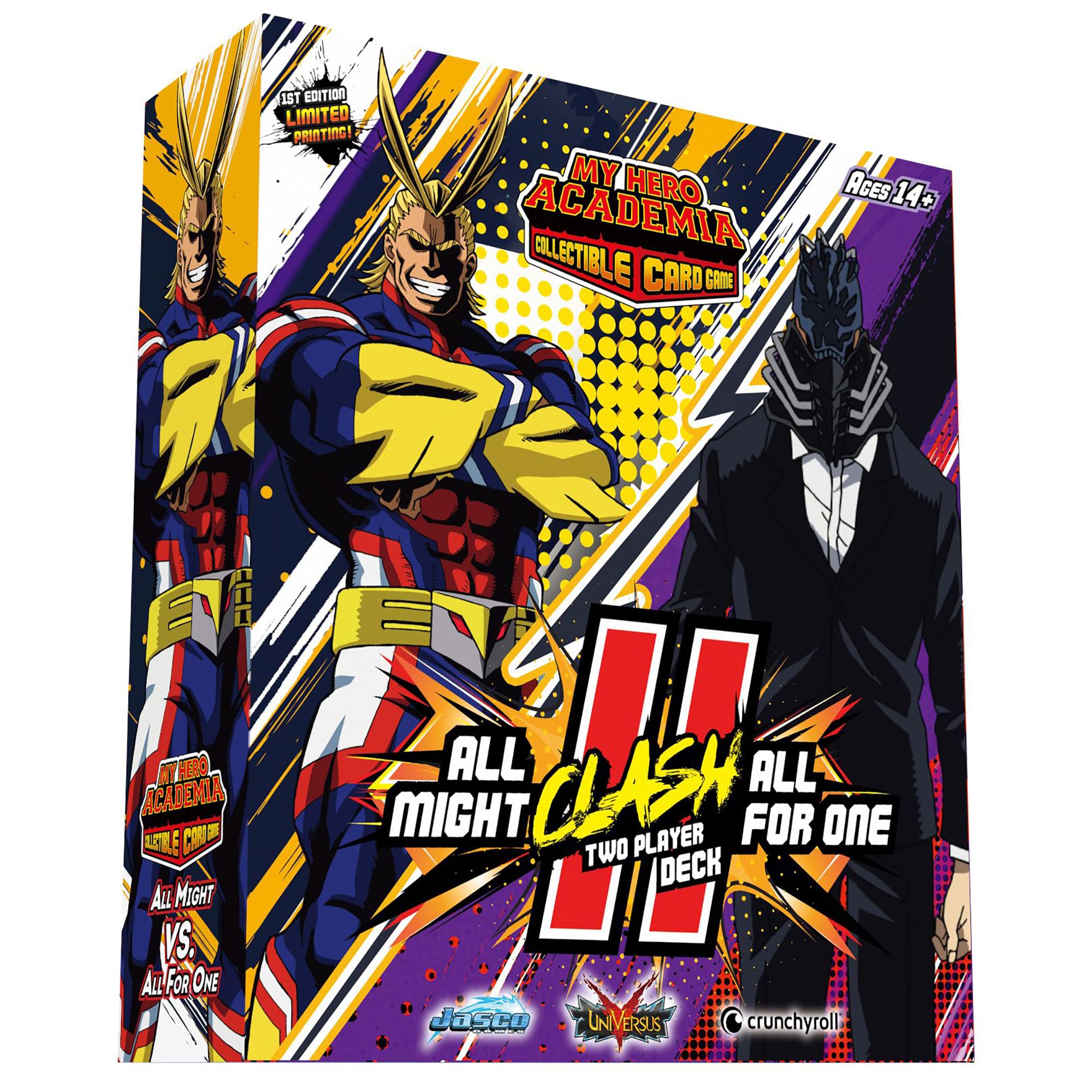 Jasco Games My Hero Academia Collectible Card Game All Might Vs. All for One Two Player Clash Decks | Trading Card Game for Adults and Teens | Ages 14+ | 2 Players | Avg. Playtime 45+ Mins | Made