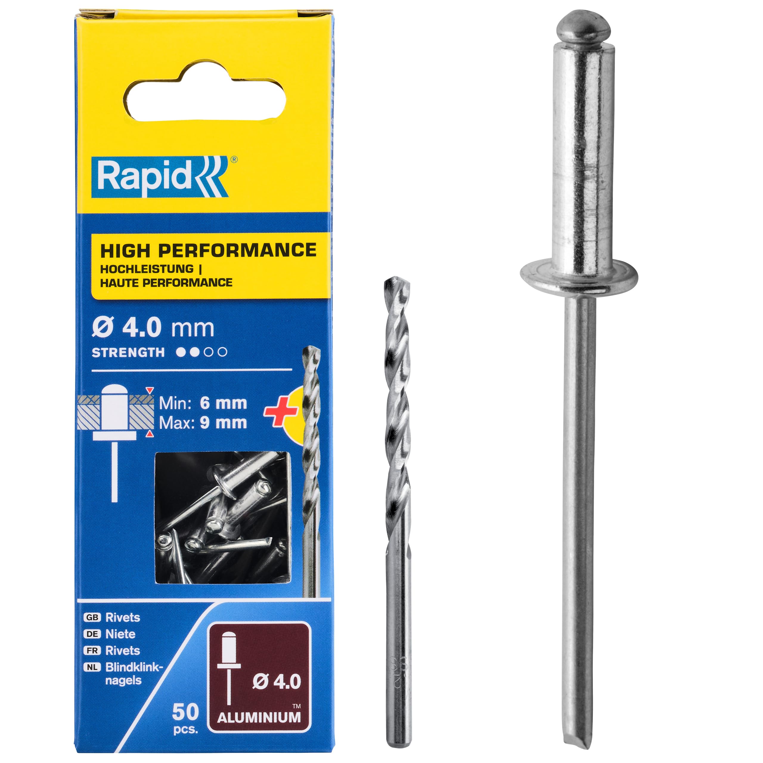 Rapid Rivets High Performance Including Drill Piece, 4 x 12 mm, 5000384 - 50 Pieces — image 1