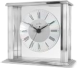 Acctim Hamilton Mantel Clock Quartz Brushed Metal Silver Glass Floating view 7