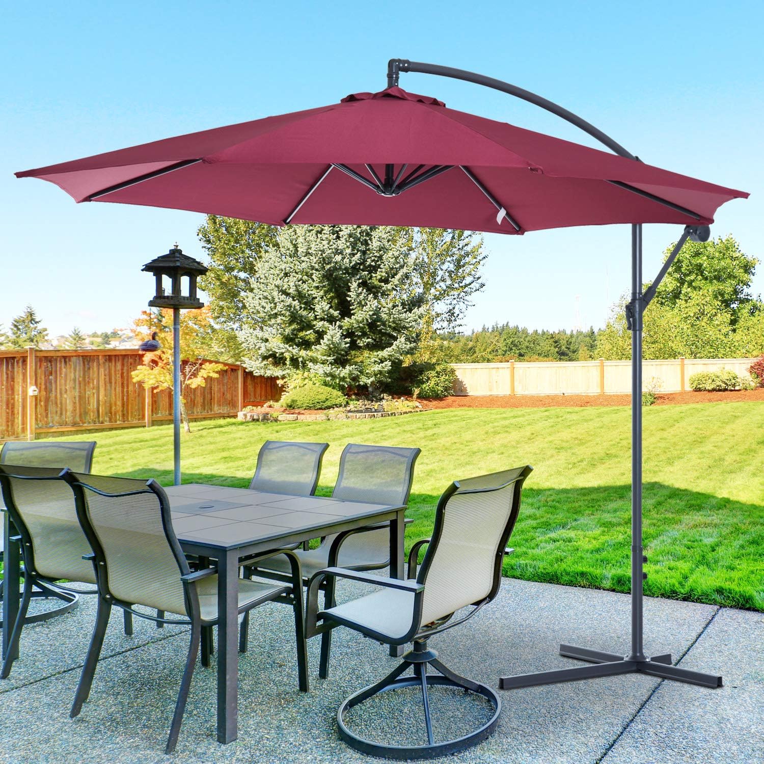 Festnight Patio Offset Cantilever Umbrella Outdoor Garden Parasol Hanging Offset Sunshade 10 Foot Amazon Ca Home Kitchen