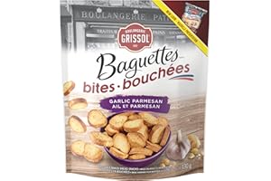 Boulangerie Grissol Baguette Bites, Crispy Garlic Parmesan - Light and Crispy, Perfects as a Stand-Alone Snack or With Your F