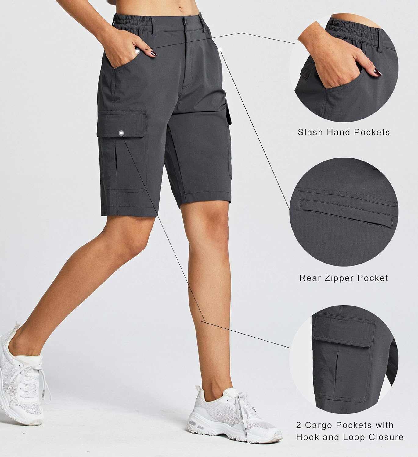 MASKERT Women's Quick Dry Hiking Shorts Lightweight Cargo Shorts Water Resistant Summer Outdoor Travel Camping: Clothing