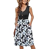 MOLERANI Women Summer Dresses Sleeveless Casual Loose Swing Button Down Midi Sundress with Pockets