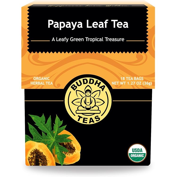 Amazon Com 木瓜葉茶 天然血液血小板健康 免疫腸道和消化酶 100 Usda 有機 非轉基因項目驗證 無麩質 猶太潔食 24 2 克茶包 由herbal