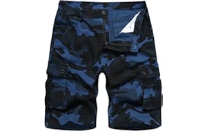 APTRO Men's Camo Cargo Shorts Button Closure Cotton Shorts Multi Button Pockets Casual Shorts 6 Pockets