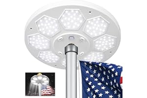 Aurolit Flagpole Light Solar Powered, 6 Updated Ultra Bright 160 LED for 15-25 Ft Poles, 15 Hour Dusk to Dawn Auto On/Off, Aurora Lighting