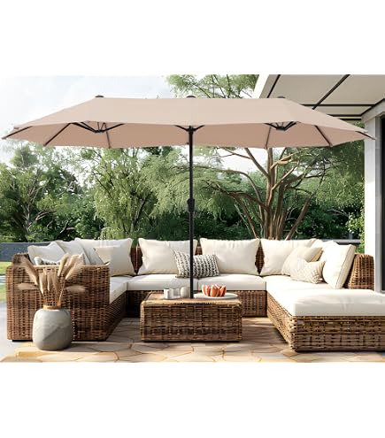 13FT Large Outdoor Patio Umbrella with Crank Handle,Large Rectangular Outdoor Market Umbrella Sun Protection for Pool,Market,Deck, Backyard,Beach,without Base(Blue) : Patio, Lawn & Garden