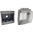 Sealproof 2-Gang Weatherproof Exterior in Use Outlet Cover and Box Kit - Double Gang Metallic Electrical Outlet Box with Three 1/2-Inch Holes and UL Extra Duty, Lockable, in Use Outdoor Outlet Cover