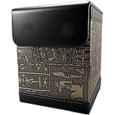 Cylvenor ancient egyptian embossed deck box for yugioh and mtg cards - ultimate guard style with double-magnet opening, holds 100+ cards (black)
