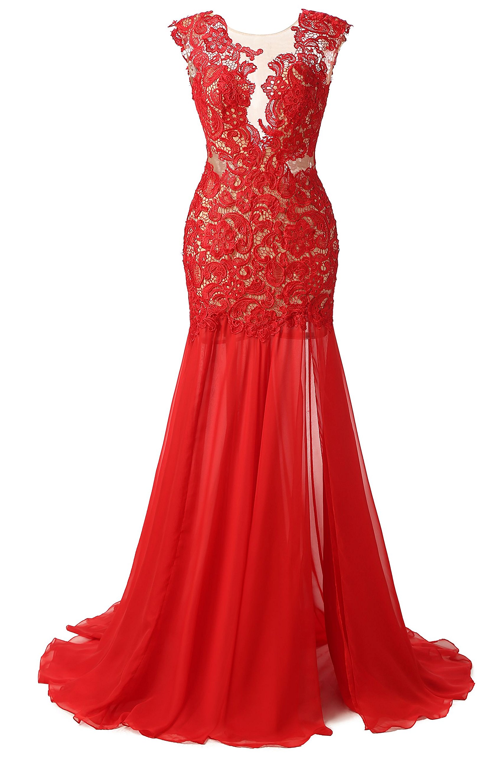 Lafee Bridal Women's Mermaid Lace Evening Maxi Dresses Long Chiffon