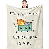 Emotional Support Dumpster Fire, Funny Blanket 60x50in Gifts for Women/Men, Funny Office Gifts for Coworkers, It’s Fine I’m Fine Everything’s Fine, Funny Gifts for Anyone Soft Throw
