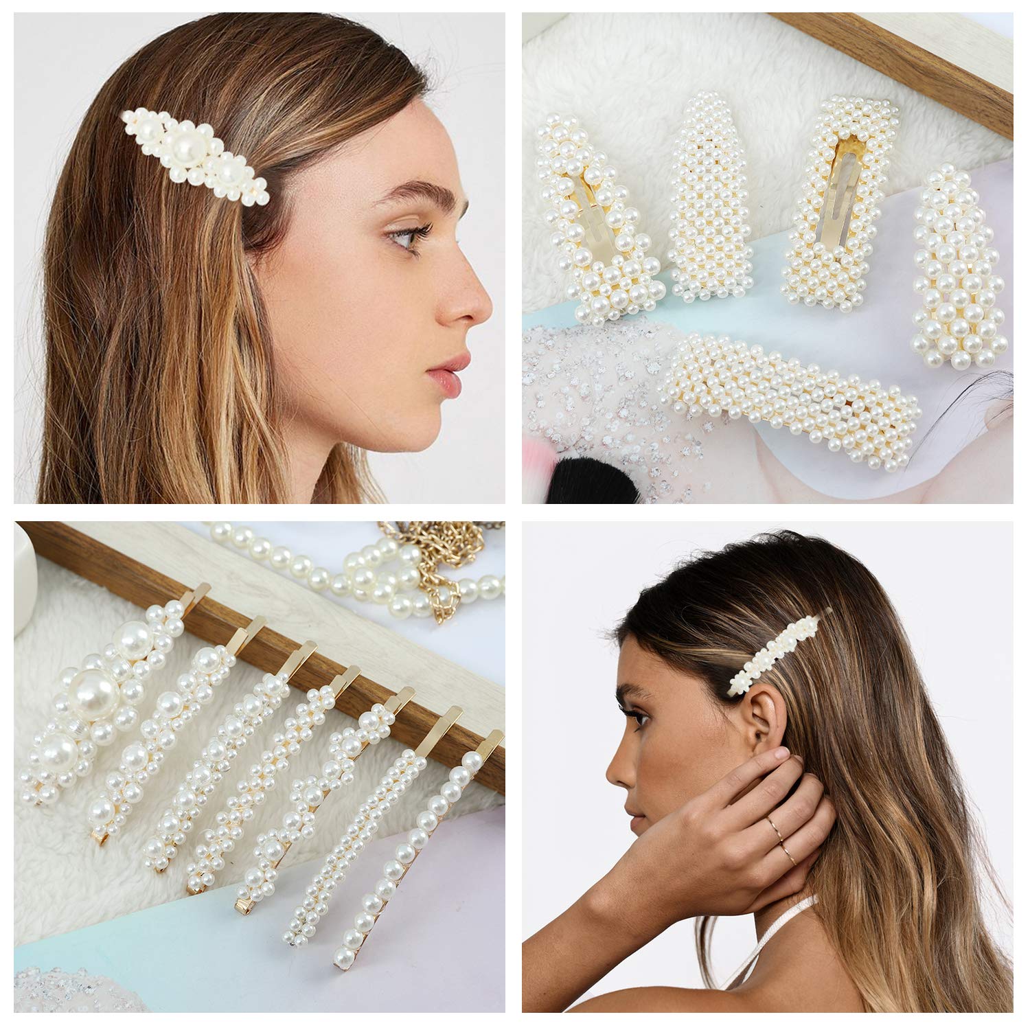 18 Pcs Pearl Hair Clips Large Hair Clips Pins Barrette Hair for Women Girls Fashion Hair Accessories : Beauty