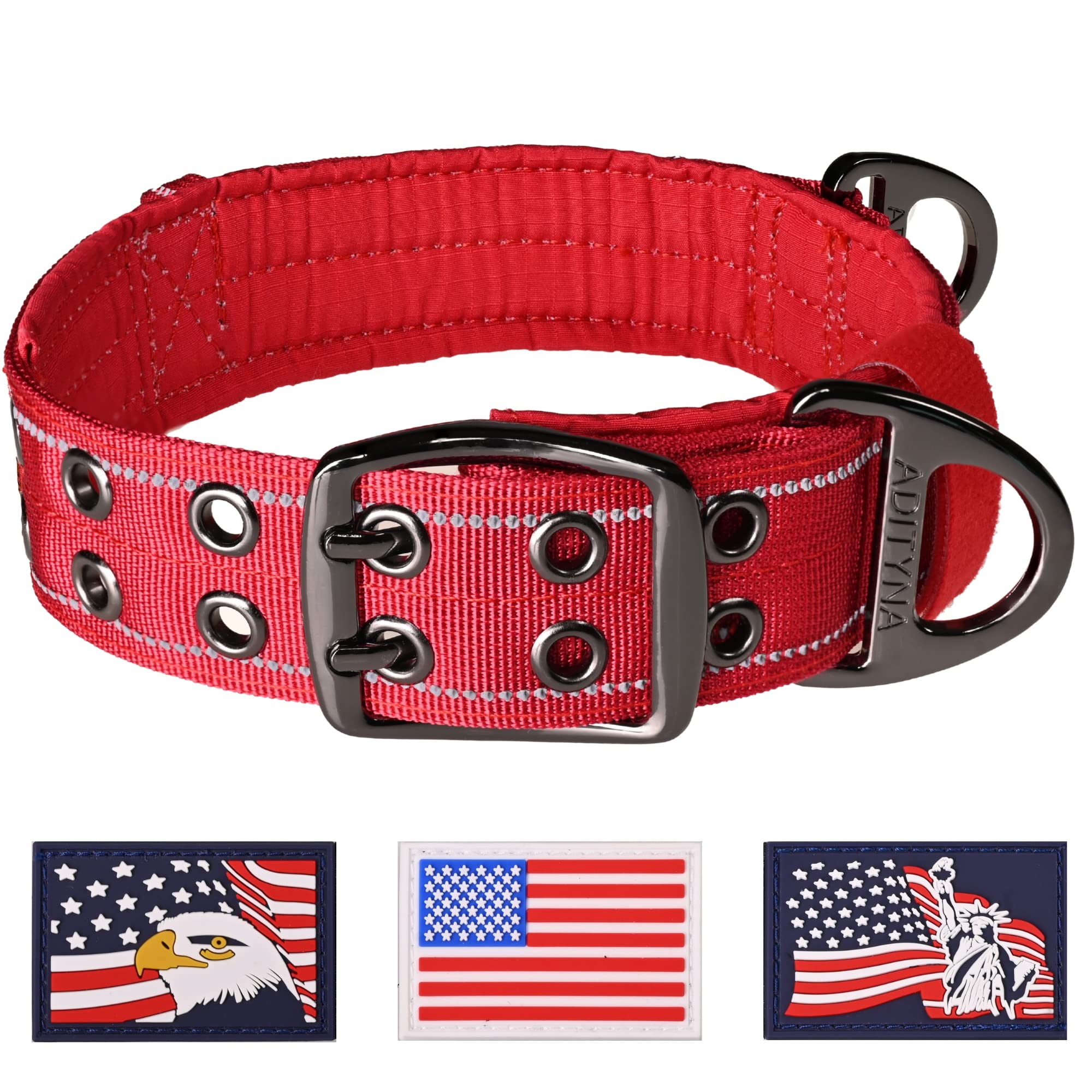 Photo 1 of ADITYNA Heavy Duty Dog Collar for Extra-Large Dogs - Reflective Red Collar with Handle for Training, and Walking - Wide, Thick, Tactical, Soft Neoprene Padded