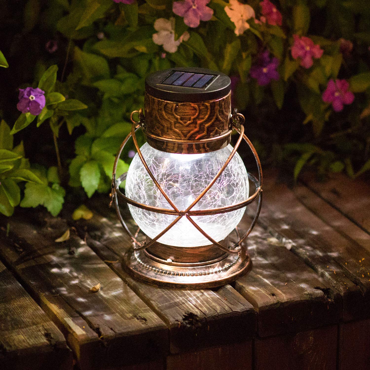 Best Crackle Glass Globe Solar Hanging Garden Decor