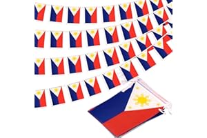 MVPRING Philippines String Flag Pennant Banner, Small Mini Filipino Philippine Flags Bunting Banner, National Country Decoration for School, Party, Sports Events, Patriotic Festival, 33 Feet 30 Flags