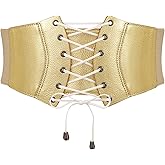 JASGOOD Wide Elastic Corset Belt for Women Vintage Lace-up Tied Waspie Waist Belt for Dress
