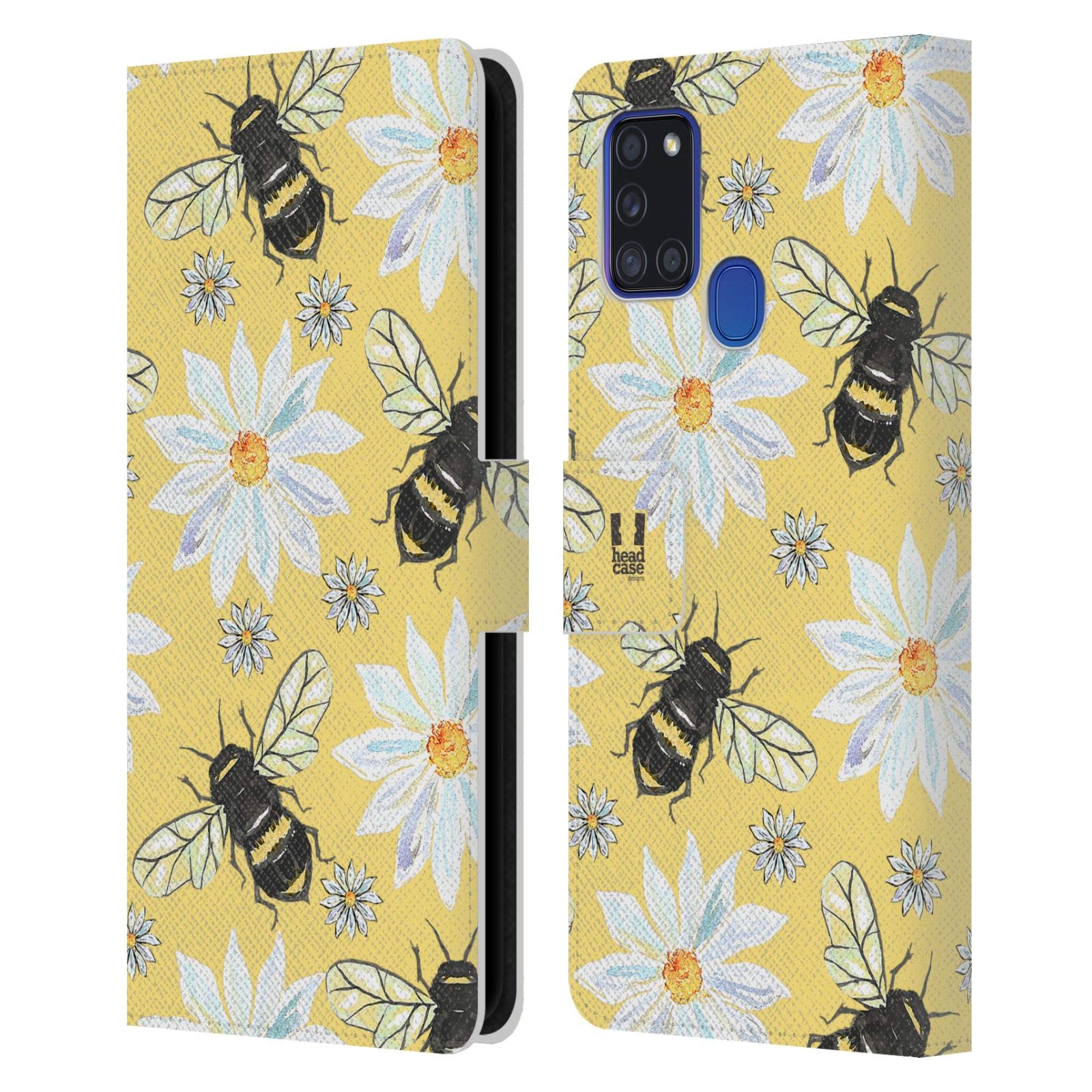 Head Case Designs Bees Watercolour Insects Leather Book Wallet Case Cover Compatible With Samsung Galaxy A21s (2020)