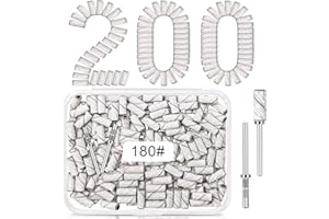 METEOROCK 180 Grit Mini Sanding Bands for Nail Drill, 200 Pcs Small Sanding Bands for Nail with 2 Pcs Mandrel Bits, 3.1 MM Nail Sanding Bands for Acrylic Nails Gel Removing Shaping, Manicures and Pedicure