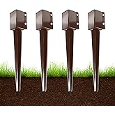 ARIFARO Fence Post Anchor Ground Spike Heavy Duty Metal Powder Coated Fence Stakes Post, 4x4 inch(3.5 x3.5 inch Inner) Pack of 4 (Brown, 24 inch)