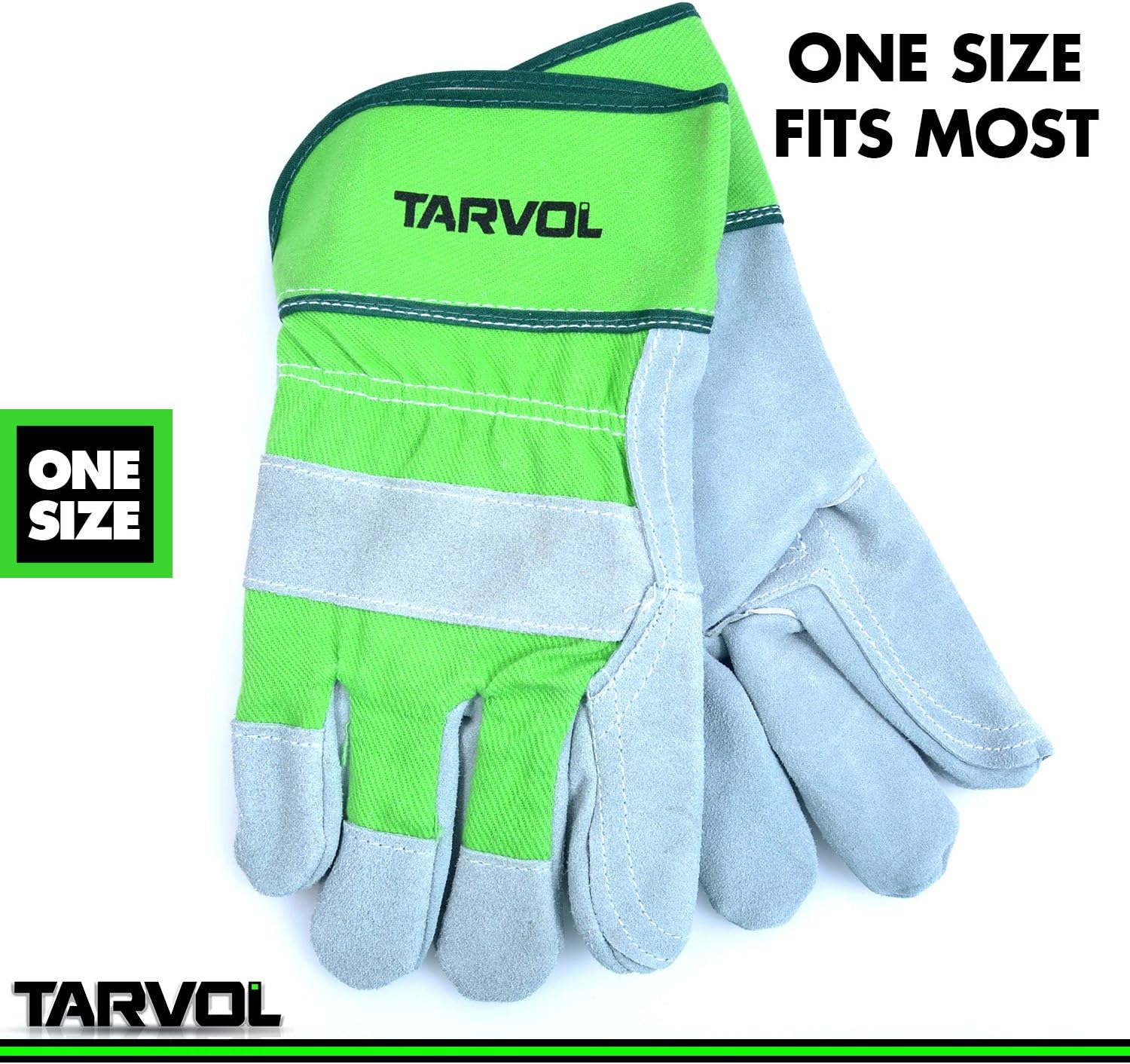 Leather Work Gloves - Split Leather Design - Heavy Duty Industrial Safety Gloves - Fits Both Men & Women - All-Season (Summer/Winter) - Perfect for Mechanics, Welding, Gardening, Driving, and More! - - 