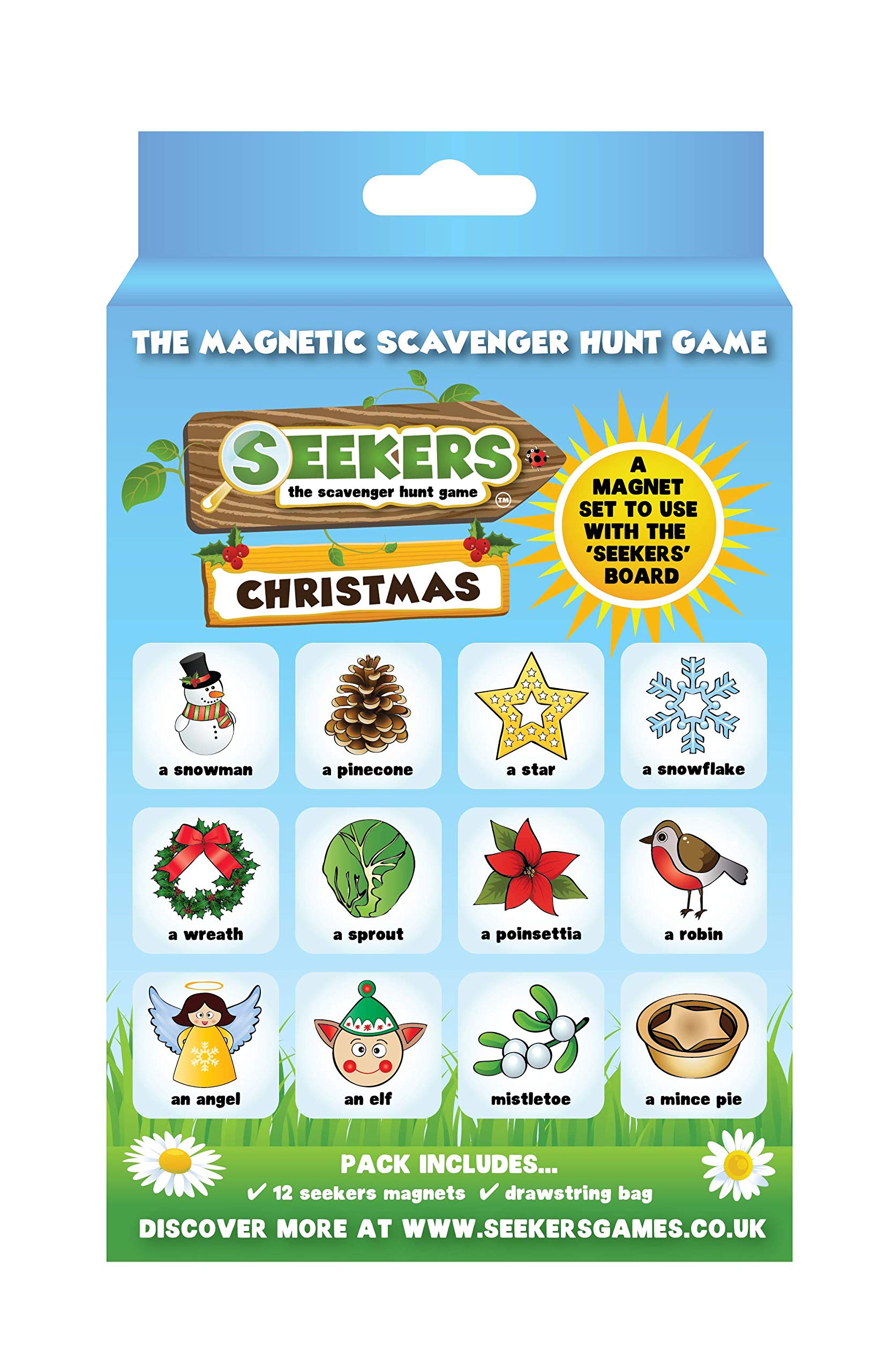 SEEKERS Scavenger Hunt Game Christmas Add-On Pack. Fun For Children All Ages. Ideal For stocking fillers. Indoor/Outdoor Games for Kids. Magnetic Board Starter Set Sold Separately.