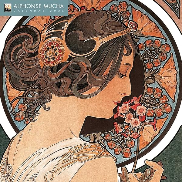 Alphonse Mucha Wall Calendar 2026 (Art Calendar): Flame Tree