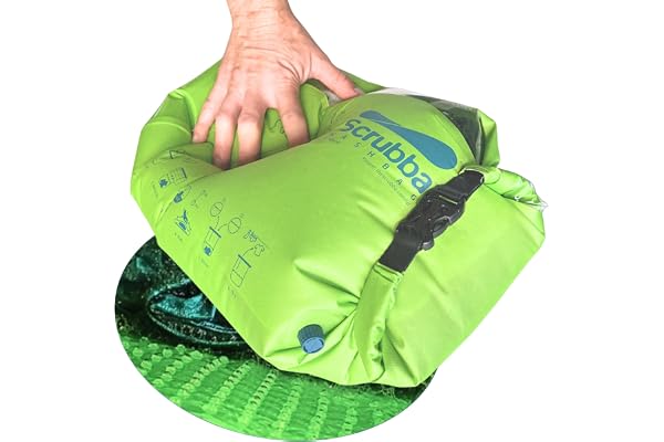Scrubba Wash Bag Patented Washboard-in-a-Bag™ 5 oz Travel Clothes Washer | Pack Light, Wash Anywhere Fast, Internal Washboard, Machine-Quality Wash, Portable, No Electricity, Camping, RV, Cruises