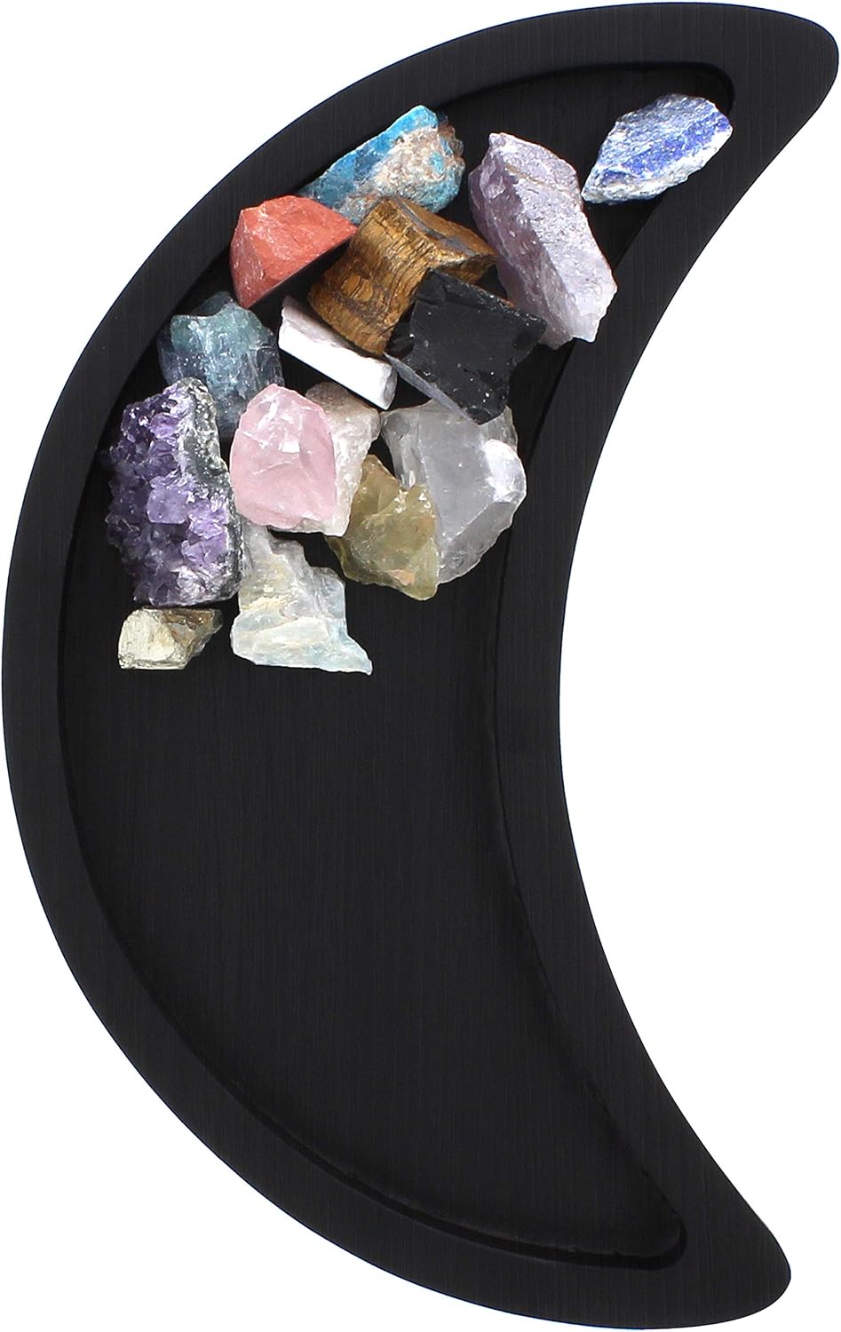 Gothic Curiosities Crescent Moon Tray - Crystal Display Tray for Decorative Stones, Jewelry Plate, Essential Oil Dish - Moon Decor 10.5 X 4.5 Inches - Black