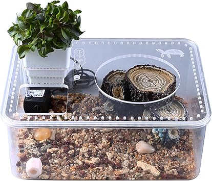 Amazon 爬虫類 飼育ケース Uotyle 亀 水槽 ケージ プラスチック 虫かご 産卵箱 両生類用ボックス 亀 トカゲ 蛇 蛙 昆虫など適用 275mm 210mm 110mm Uotyle 飼育ケース ケージ 通販