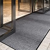 LVETOLS 4' x 8' Moisture Guard Doormat, Commercial Grade Door Floor Mat Striped Brush Step Entrance Mat with Rubber Backing, Low Profile Commercial Rugs for Entryway, Easy to Clean(Charcoal Grey)