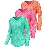 3-5 Pack Women Long Sleeve Shirts Workout V Neck Lightweight Quick Dry Sun Loose Fit T Shirts Athletic Running Tee Tops