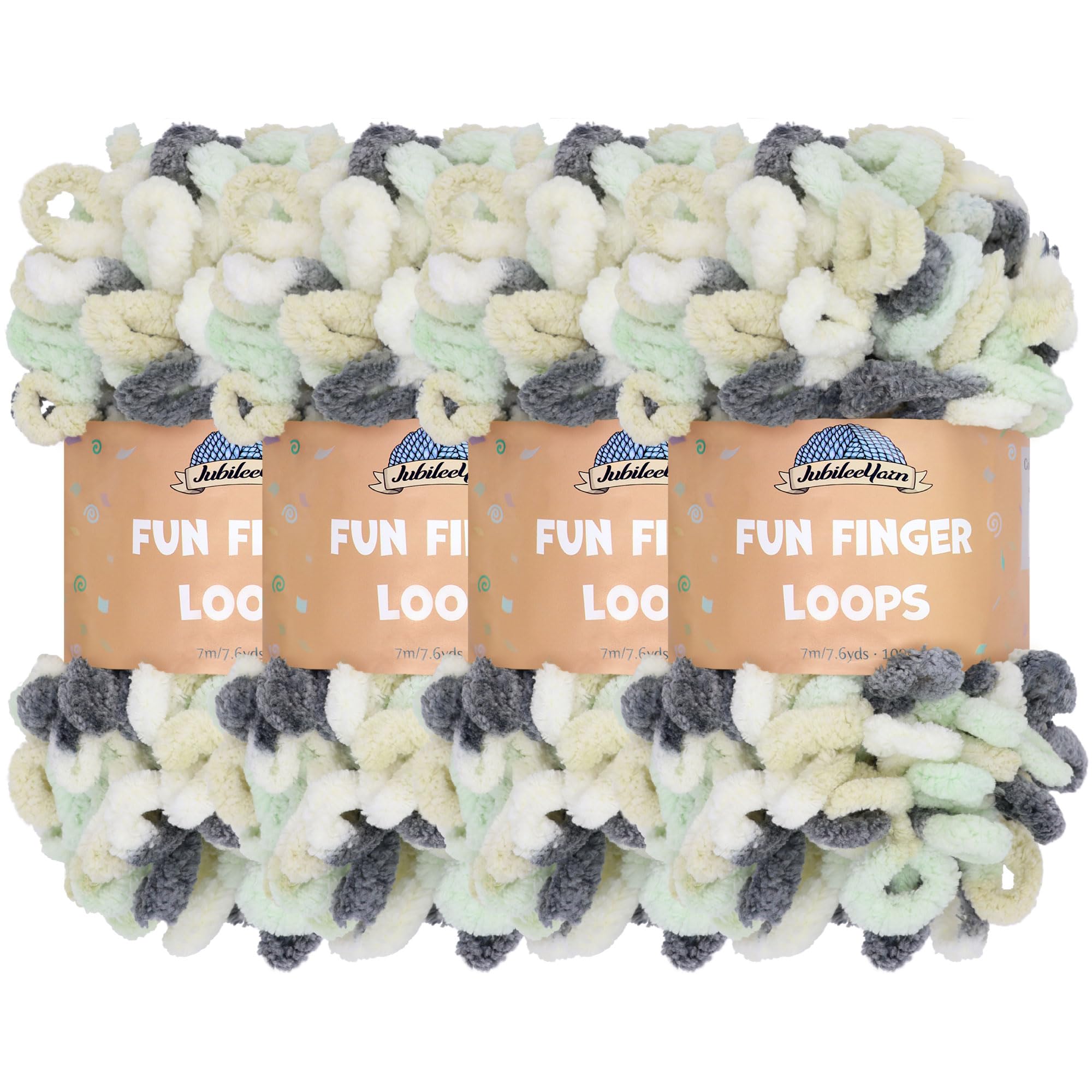 JubileeYarn Fun Finger Loops Yarn - Polyester Jumbo Weight Loop Yarn - 100g/Skein - Artemis - 4 Skeins