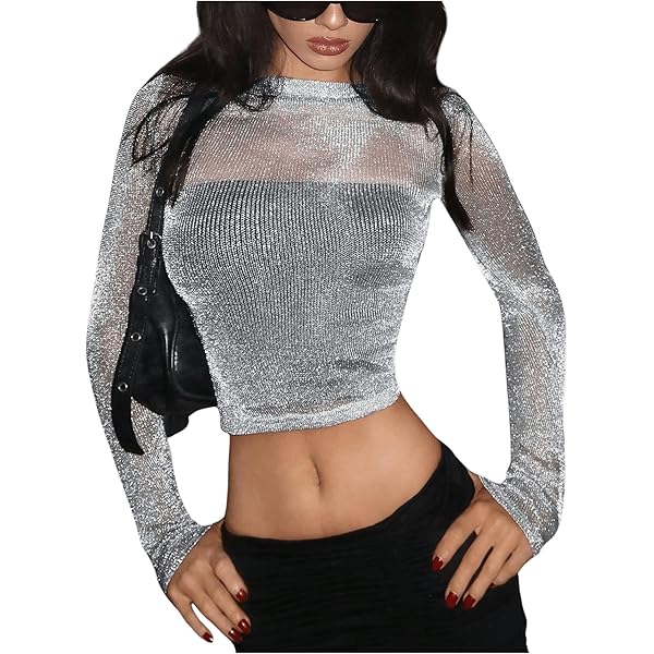 sahara　Glitter Sheer Top Sparkly Dreams Sheer Crop Top | Windsor